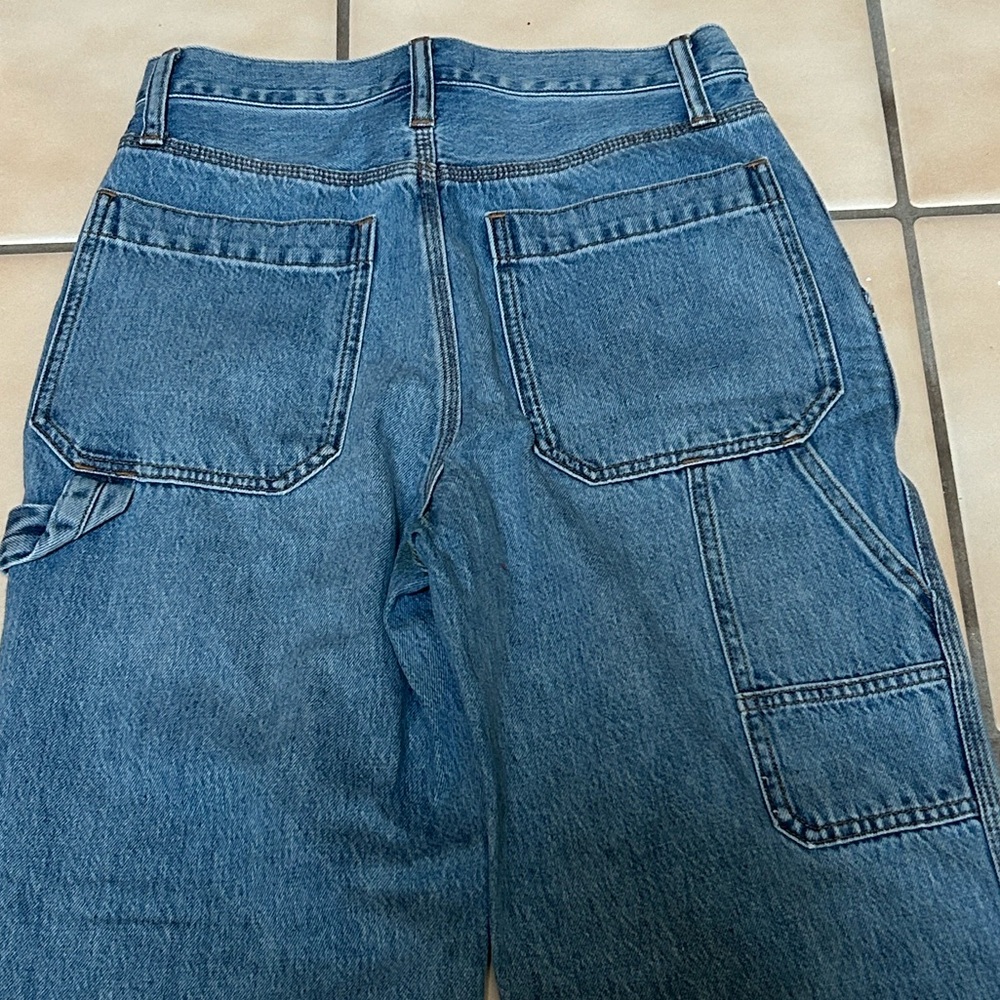 Madewell The Perfect Vintage Med Light Wash Straight Utility Carpenter Jeans 25 - Picture 11 of 16